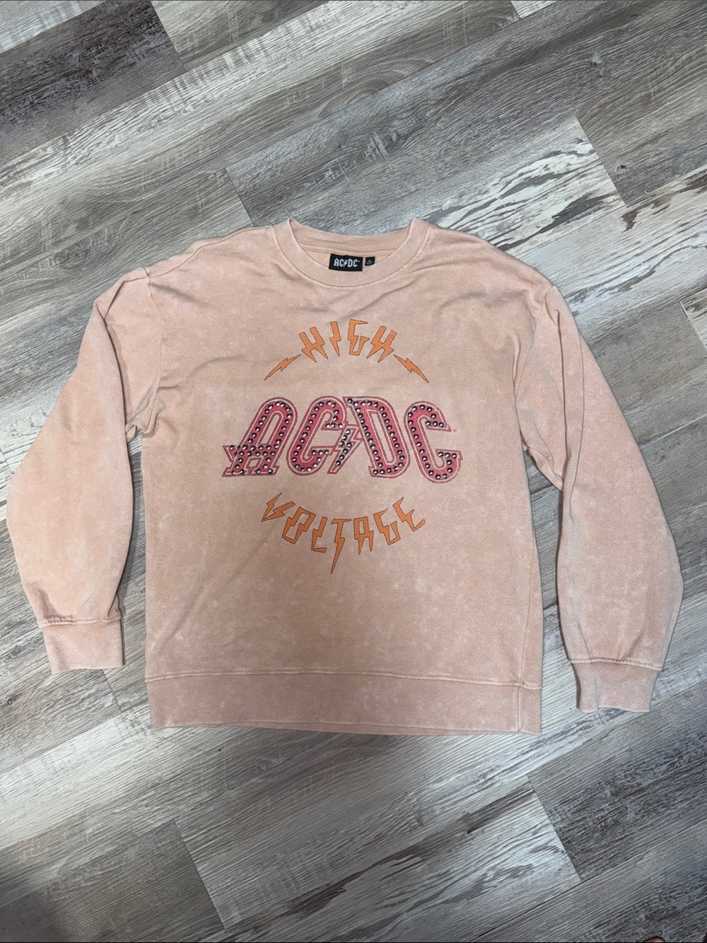 AC/DC Blush Pink 'High Voltage' Crewneck Sweatshirt